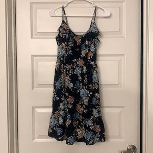 Xhilaration size small dark blue floral knee length dress